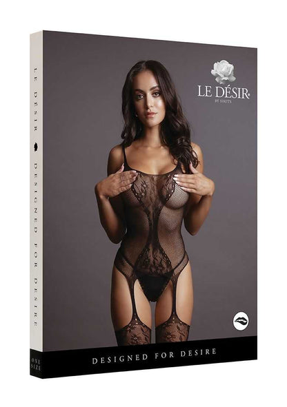 Fishnet and Lace Bodystocking One Size le desir