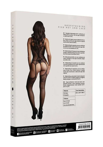 Fishnet and Lace Bodystocking One Size le desir