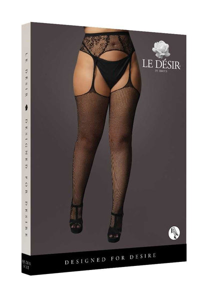 Fishnet and Lace Garterbelt Stockings Plus Size le desir