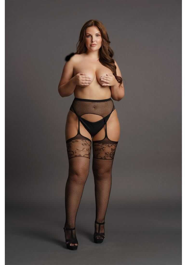 Garterbelt Stockings with Lace Top Plus Size le desir