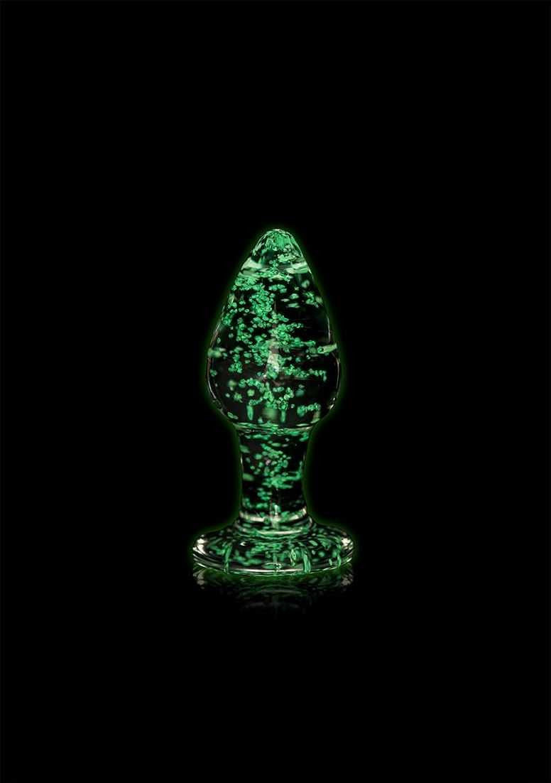 Glass Butt Plug - Glow in the Dark - Medium SHOTS