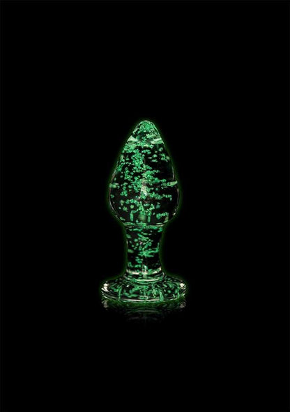 Glass Butt Plug - Glow in the Dark - Medium SHOTS