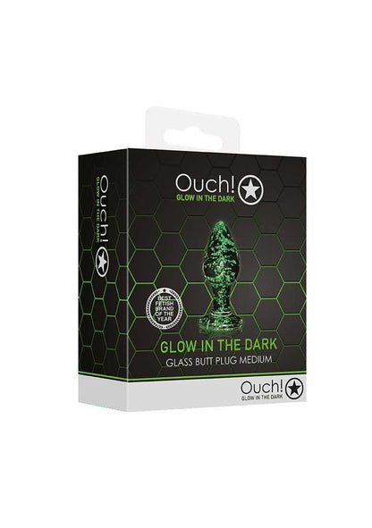 Glass Butt Plug - Glow in the Dark - Medium SHOTS