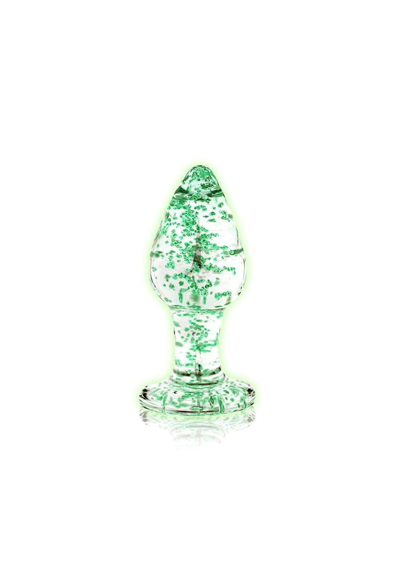 Glass Butt Plug - Glow in the Dark - Medium SHOTS