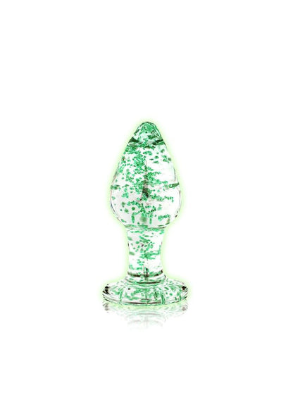 Glass Butt Plug - Glow in the Dark - Medium SHOTS