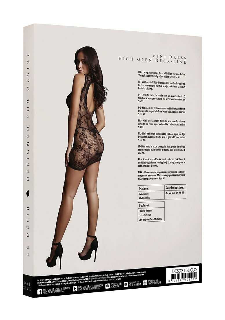 High Neck Lace Mini Dress One Size le desir