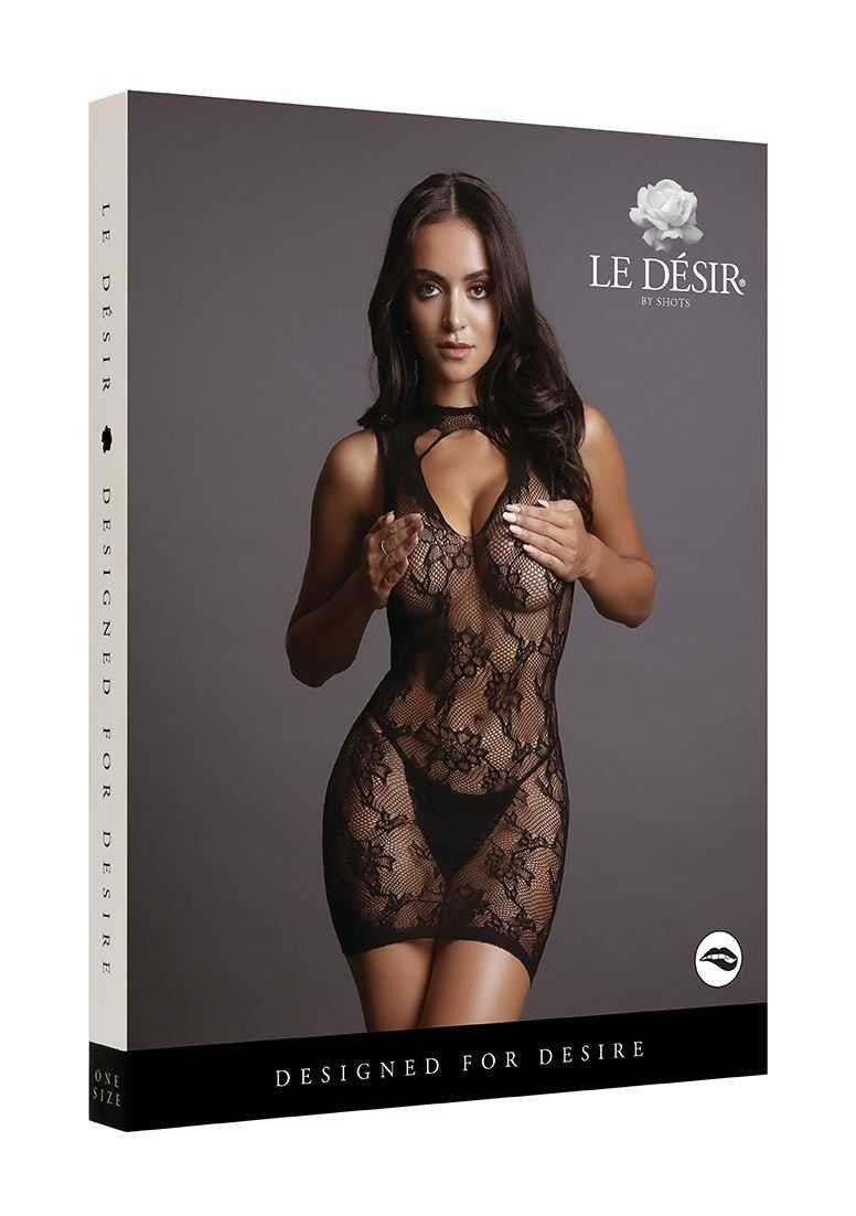 High Neck Lace Mini Dress One Size le desir