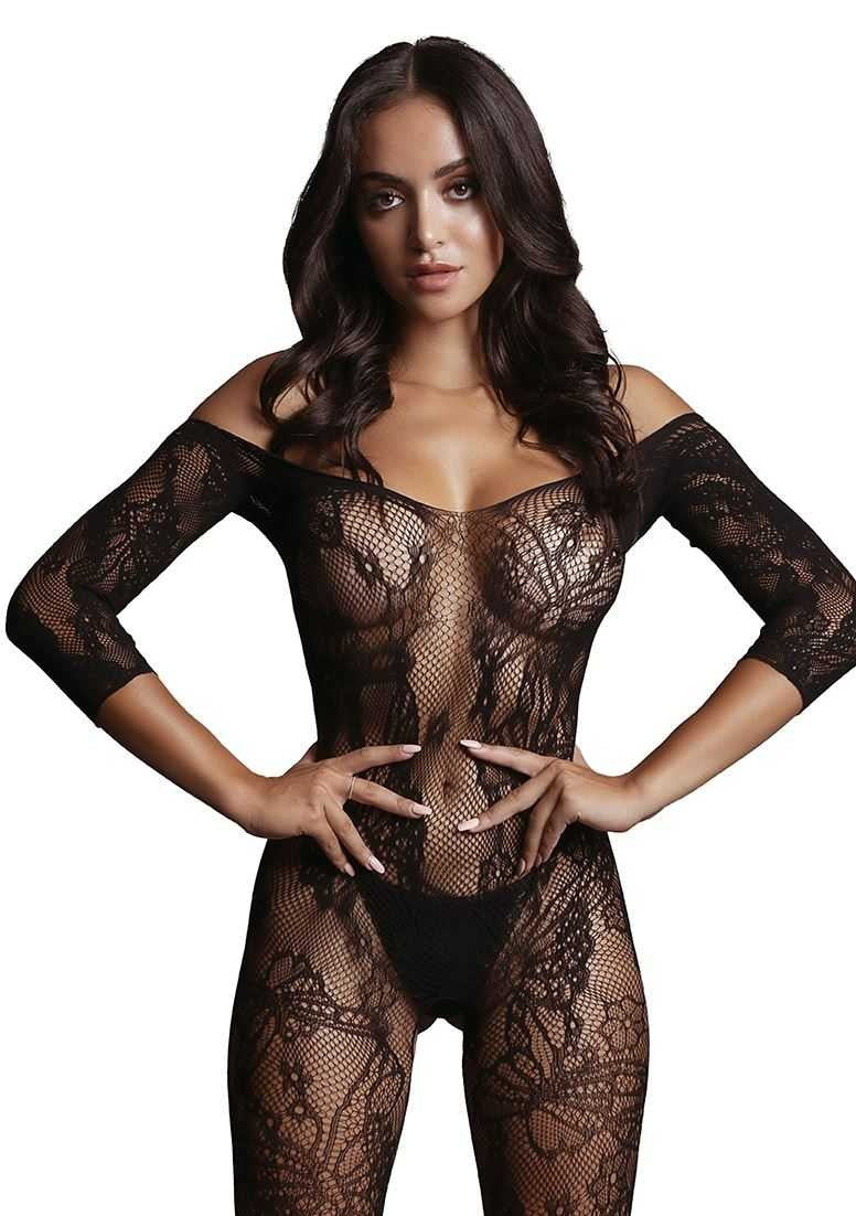 Lace Sleeved Bodystocking One Size le desir