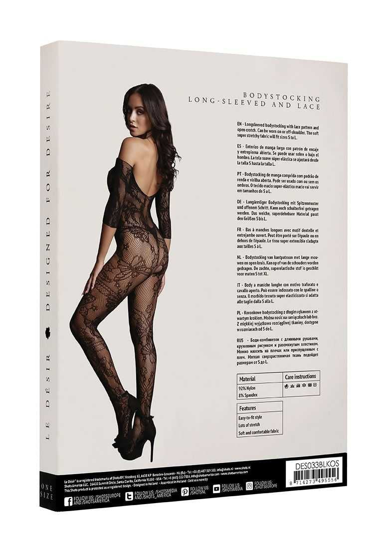 Lace Sleeved Bodystocking One Size le desir