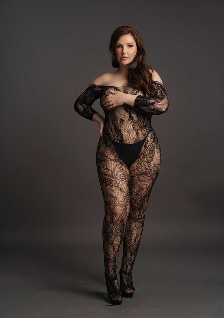 Lace Sleeved Bodystocking Plus Size le desir