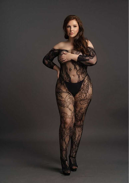 Lace Sleeved Bodystocking Plus Size le desir