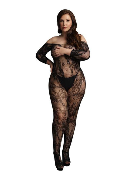Lace Sleeved Bodystocking Plus Size le desir