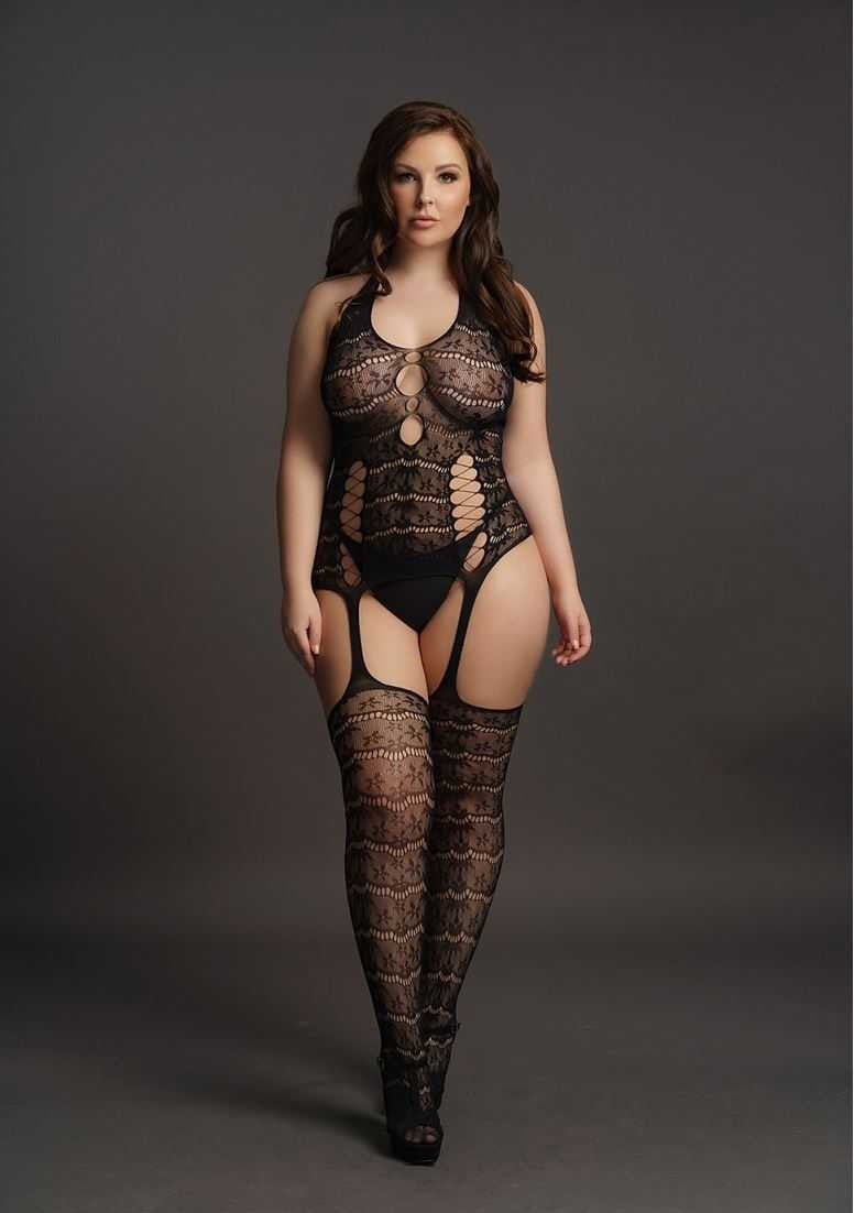 Lace Suspender Bodystocking Plus Size le desir