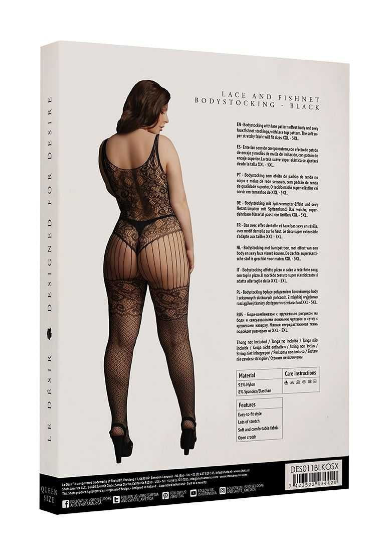 Lace and Fishnet Bodystocking Plus Size le desir