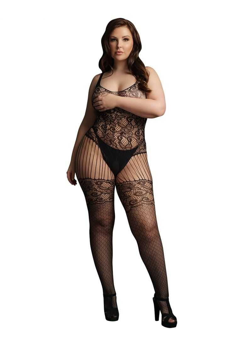 Lace and Fishnet Bodystocking Plus Size le desir