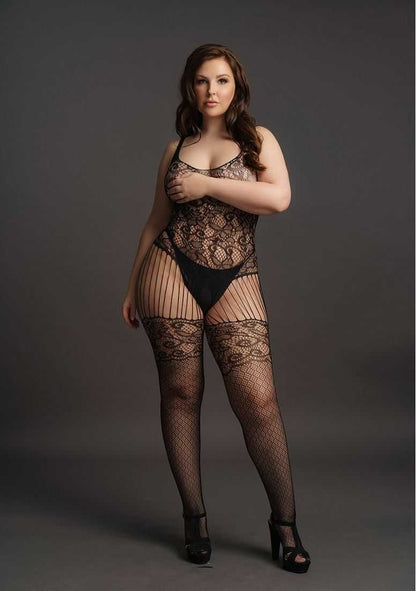 Lace and Fishnet Bodystocking Plus Size le desir