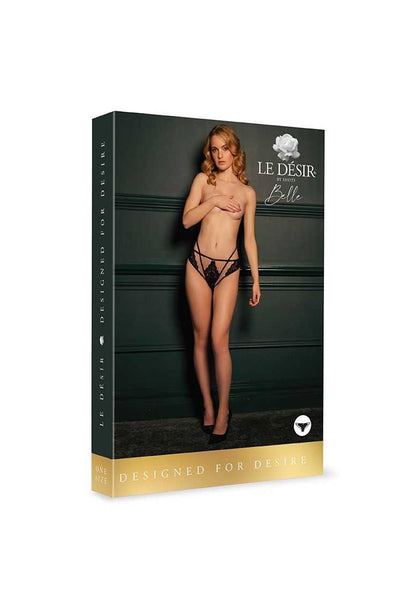 Léna Brief with Open Crotch and Buttocks, Adjustable Sliders and Golden Details One Size le desir
