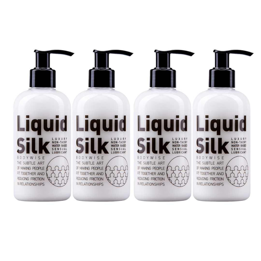 Liquid Silk Lubricant - Water-Based, Non-Sticky 250ml/8.75floz (4 Pack) Bodywise