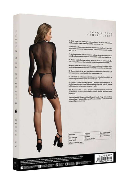 Long Sleeve Fishnet Dress One Size le desir