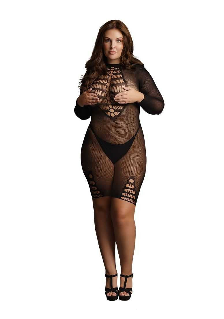 Long Sleeve Fishnet Dress Plus Size le desir