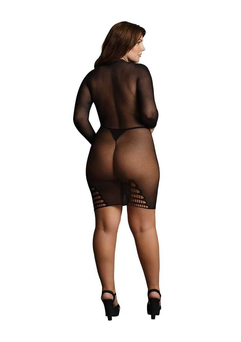 Long Sleeve Fishnet Dress Plus Size le desir