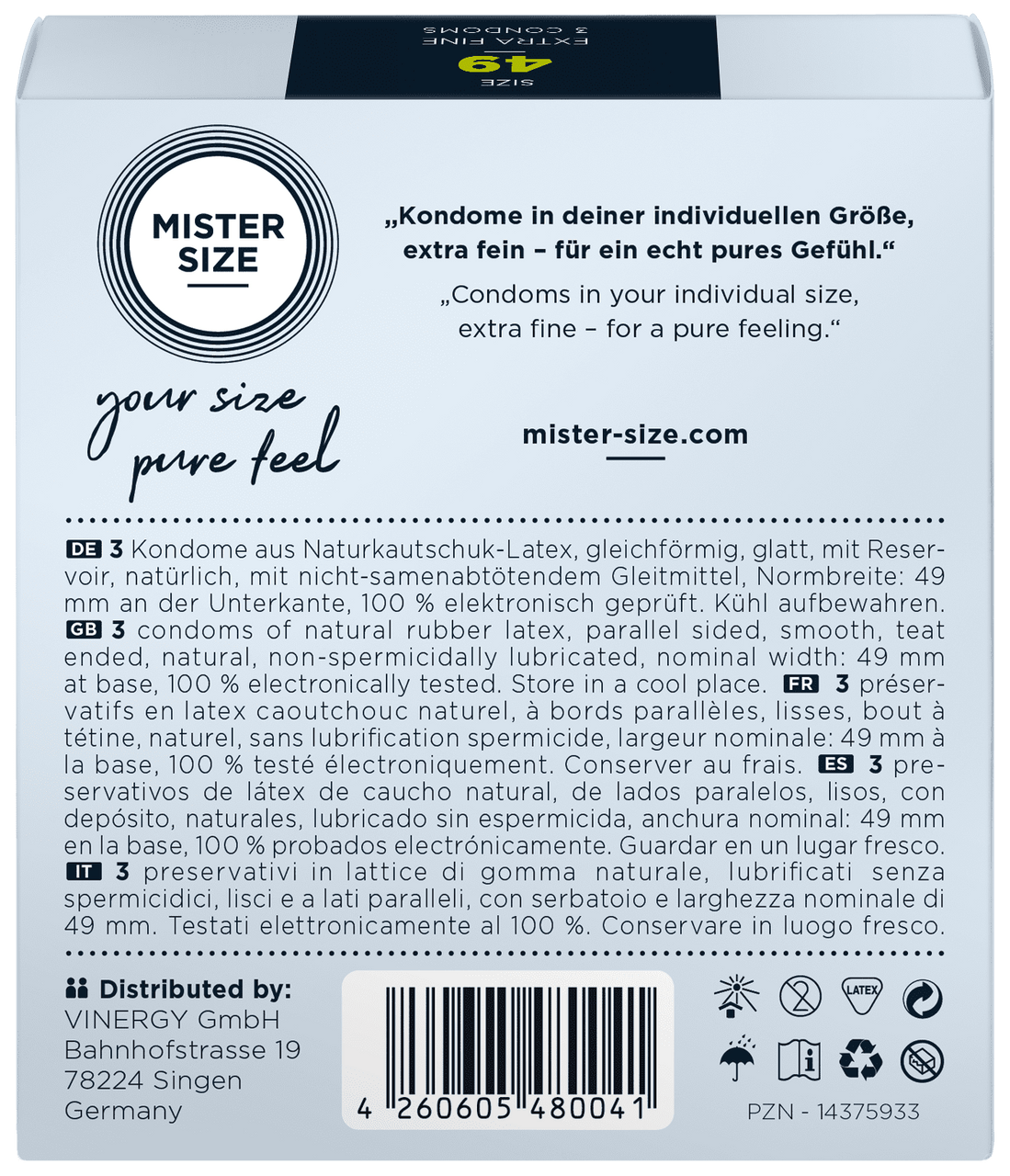 MISTER SIZE 49 3 Pack Condoms Mistersize
