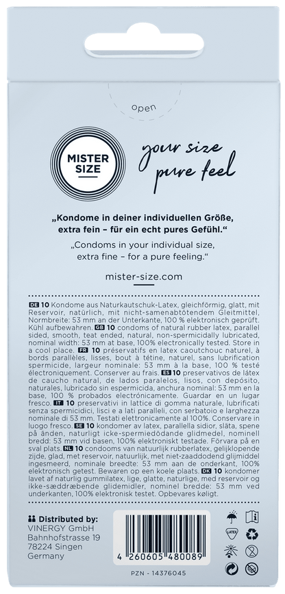 MISTER SIZE 53 10 Pack Condoms Mistersize