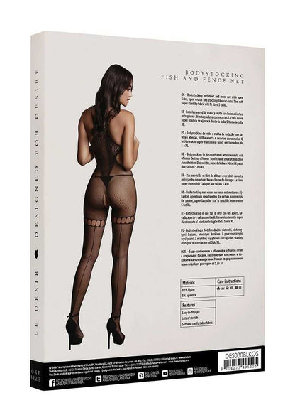 Net High Neck Bodystocking One Size le desir