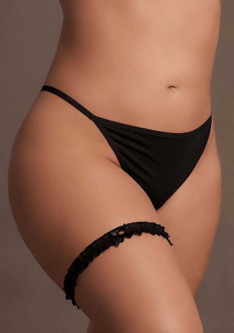 Noel Elastic Lace Garter with Golden Details Plus Size le desir