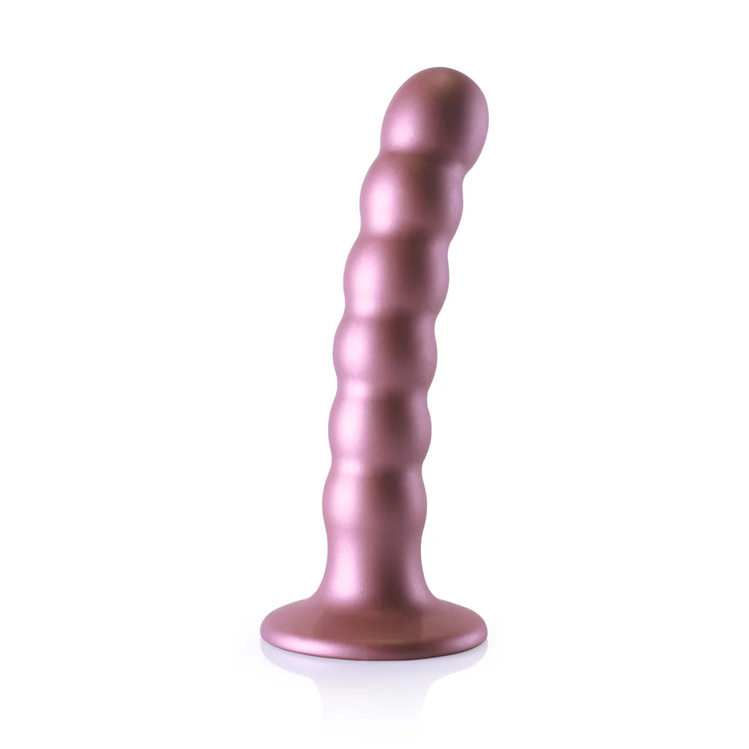 Ouch Beaded Silicone G-Spot Dildo Metallic (Pink / Purple Or Blue)