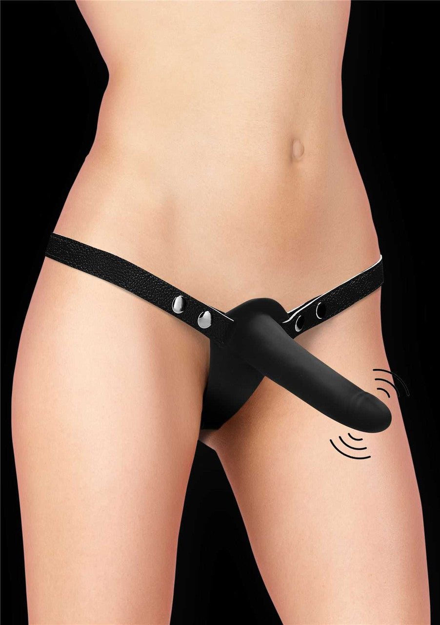 OUCH Vibrating Silicone Strap-On - Adjustable - Black Ouch