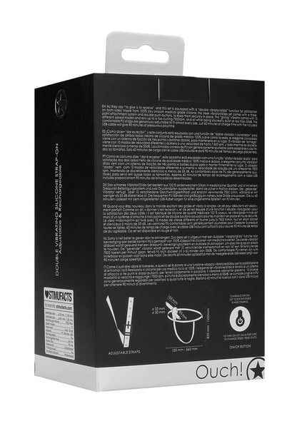 OUCH Vibrating Silicone Strap-On - Adjustable - Black Ouch