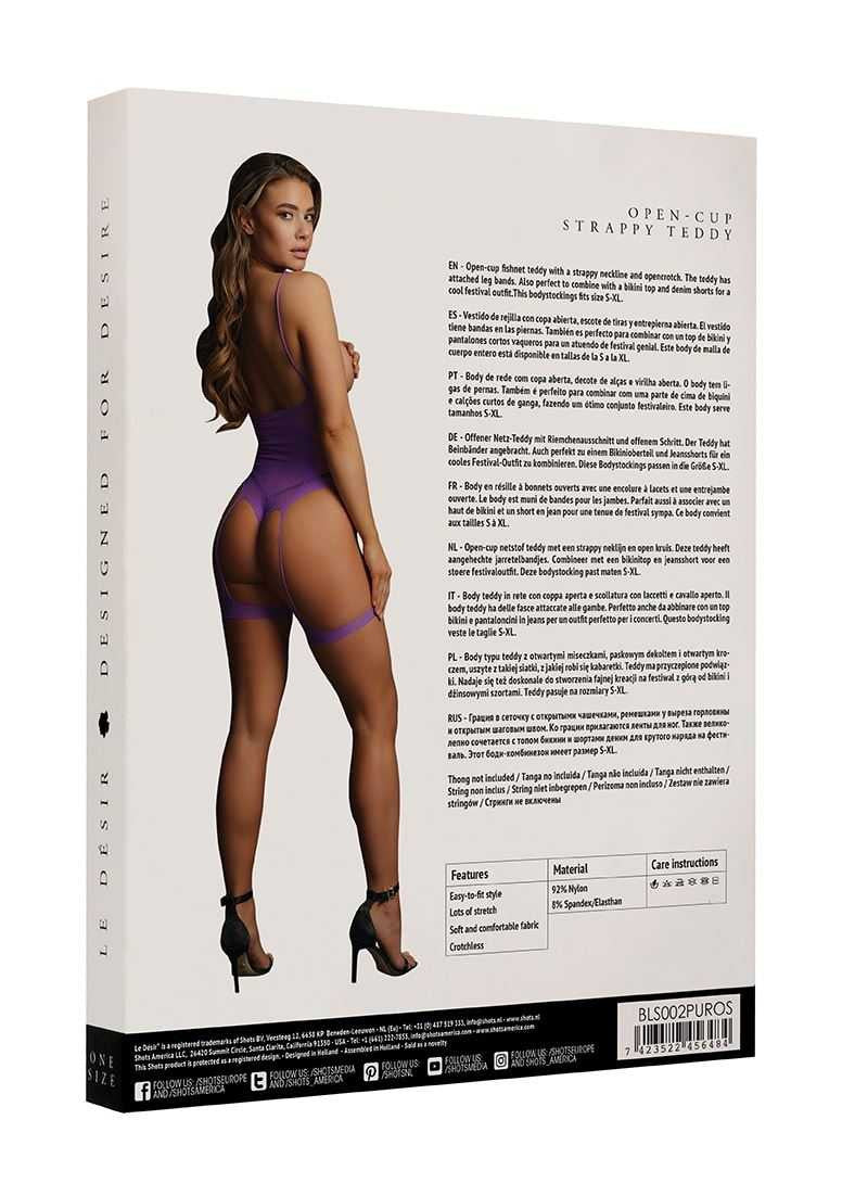 Open-Cup Strappy Teddy One Size Purple le desir