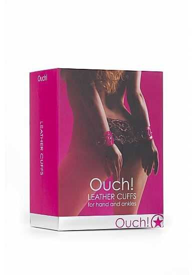 Ouch! Leather Cuffs For Hand and Ankles Pink SHOTS