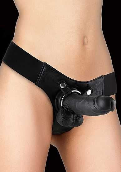 Ouch Realistic 8" Strap On Black SHOTS