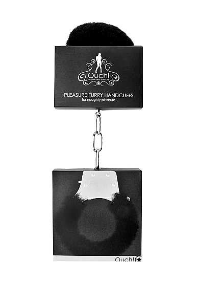 Pleasure Handcuffs Furry - Black SHOTS