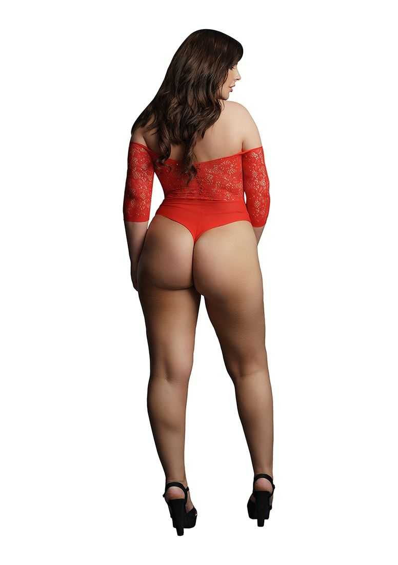 Presents Rhinestone Off Shoulder Bodysuit Plus Size le desir