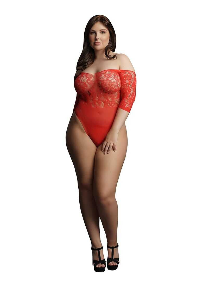 Presents Rhinestone Off Shoulder Bodysuit Plus Size le desir