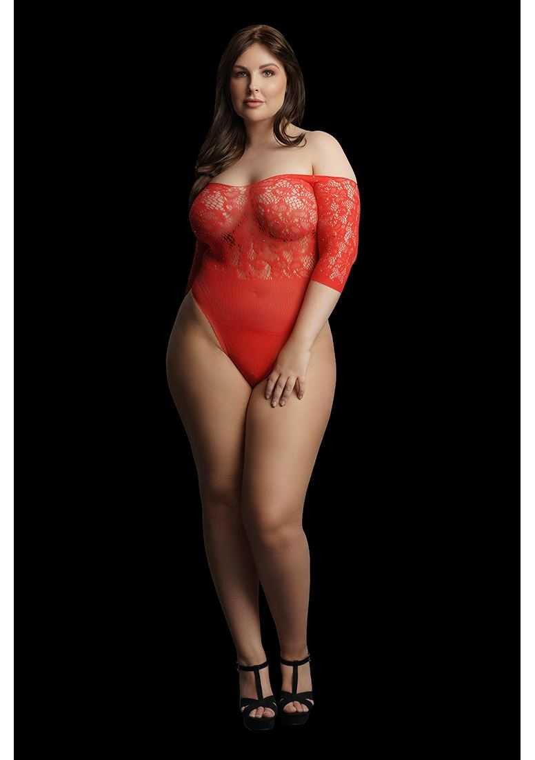 Presents Rhinestone Off Shoulder Bodysuit Plus Size le desir