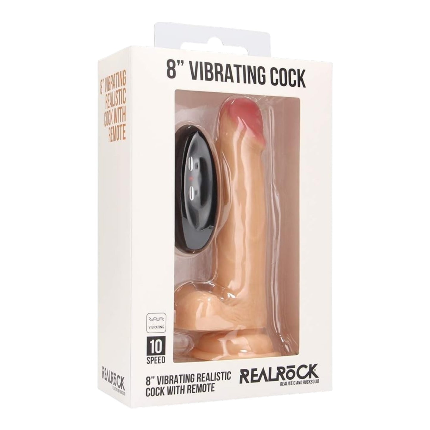 Real Rock Vibrating Cock & Balls 8 inches