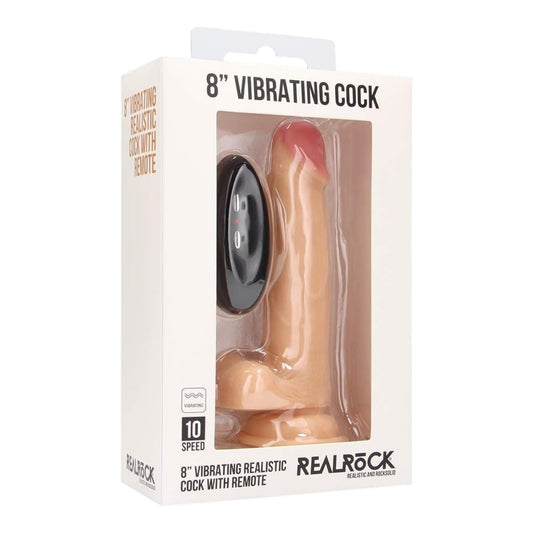  Real Rock Vibrating Cock & Balls 8 inches