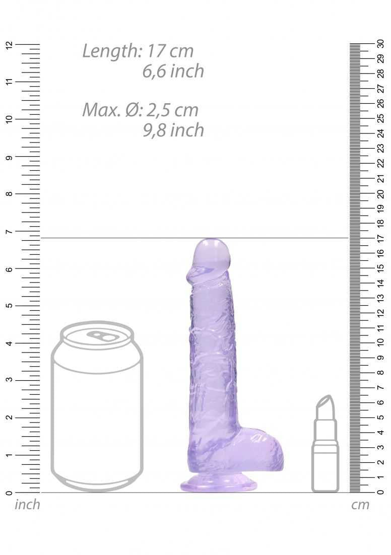 Realistic Dildo with Balls - 6"/ 15 cm Purple real rock