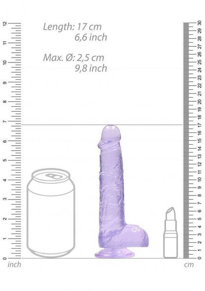 Realistic Dildo with Balls - 6"/ 15 cm Purple real rock