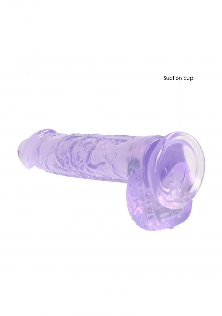 Realistic Dildo with Balls - 6"/ 15 cm Purple real rock