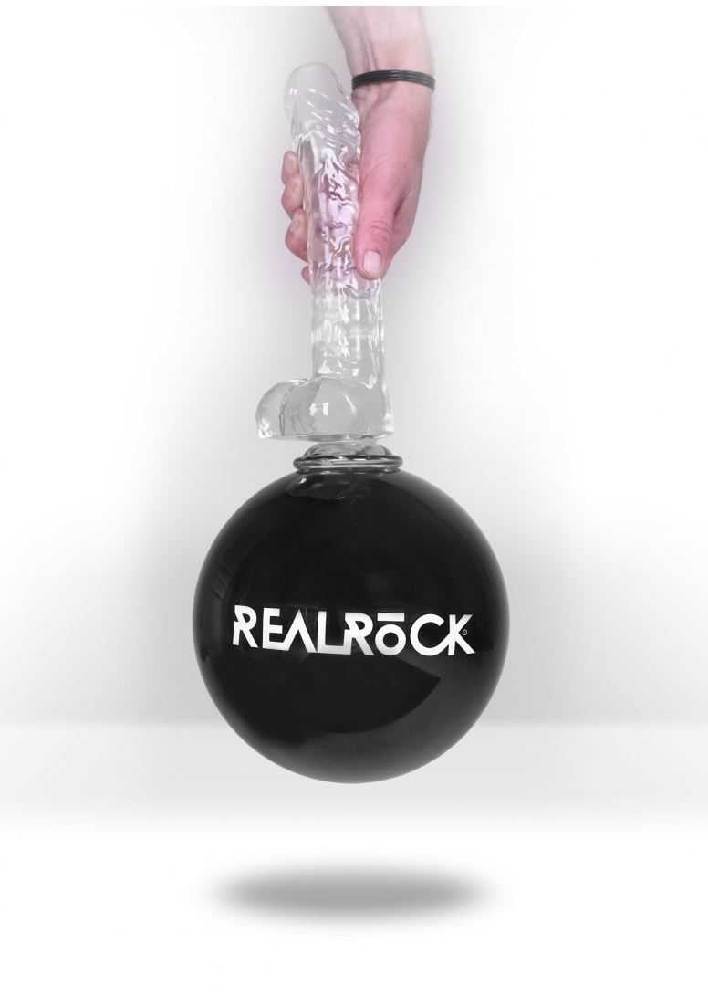 Realistic Dildo with Balls - 6"/ 15 cm Purple real rock