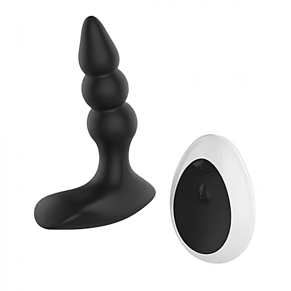 Remote Controlled Vibrating Ribbed Prostate Massager Black BuzzPinky