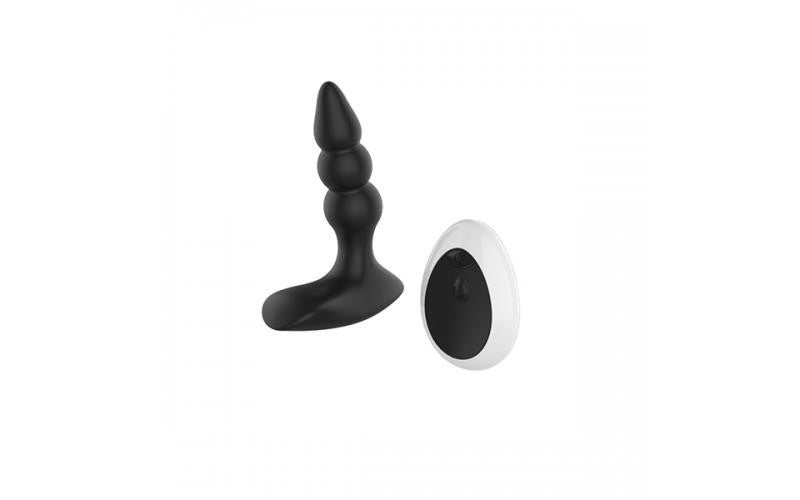 Remote Controlled Vibrating Ribbed Prostate Massager Black BuzzPinky
