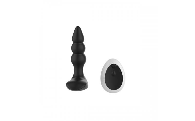 Remote Controlled Vibrating Ribbed Prostate Massager Black BuzzPinky