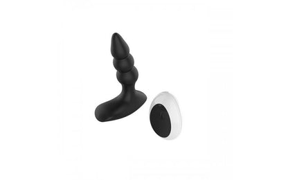 Remote Controlled Vibrating Ribbed Prostate Massager Black BuzzPinky