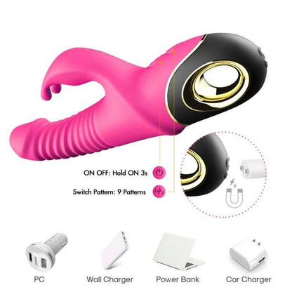 Rose Radiance Rabbit: 9 Modes & 9 Frequencies for Ultimate Pleasure BuzzPinky